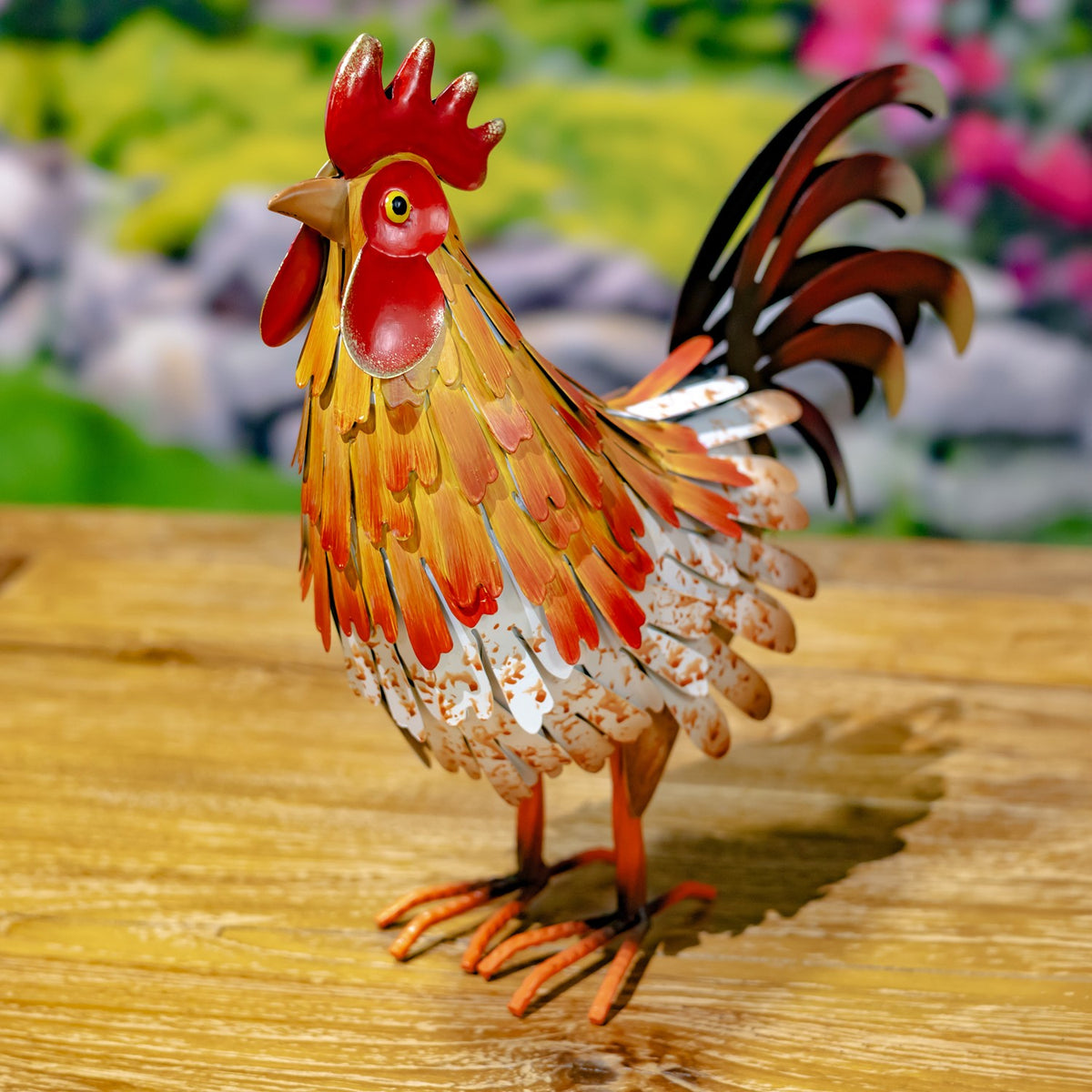Set of 6 Assorted Metal Rooster Figurines "The Foghorn Flock"