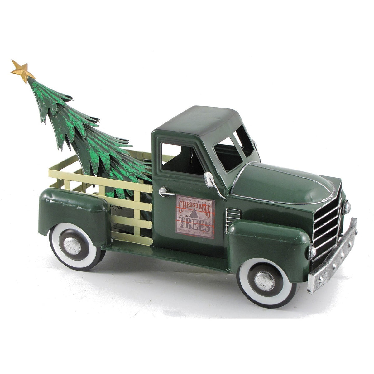 Small Iron Pickup Truck with Christmas Tree