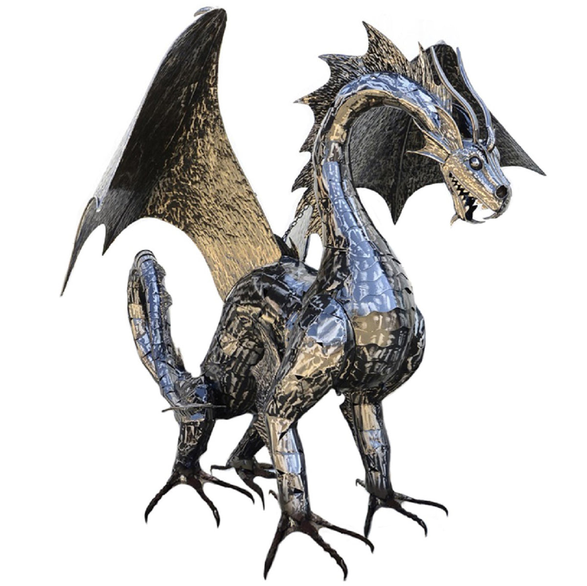 6ft. Tall Large Metal Dragon Statue "Angry Ira"