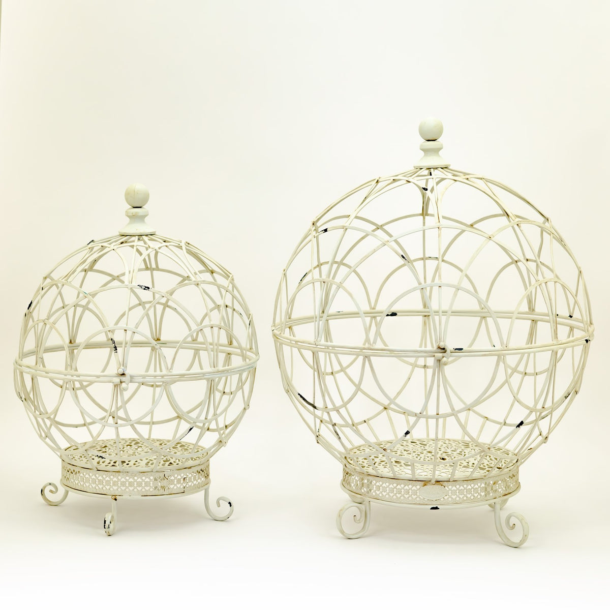 Set of 2 Iron Globe Plant Stands