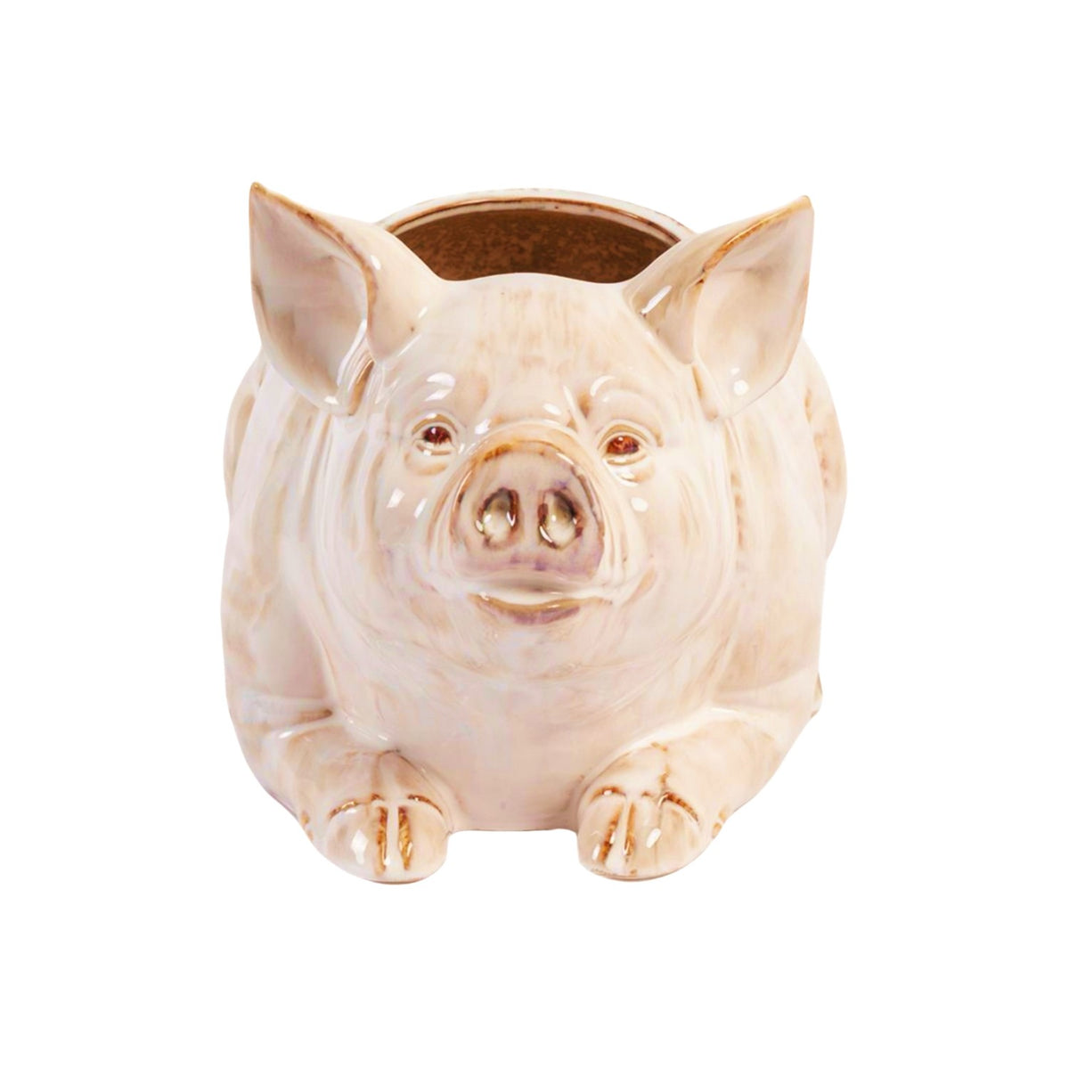 13" Hand Painted Ceramic Pig Planter "Kewanee"