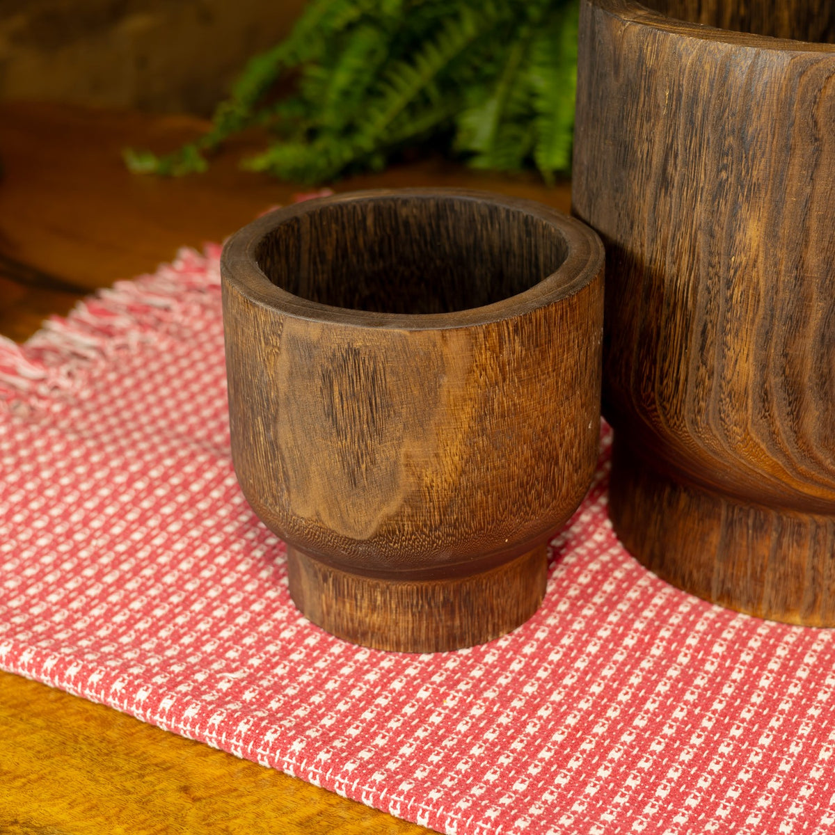 Set of 3 Assorted Round Wooden Planters "Paia"