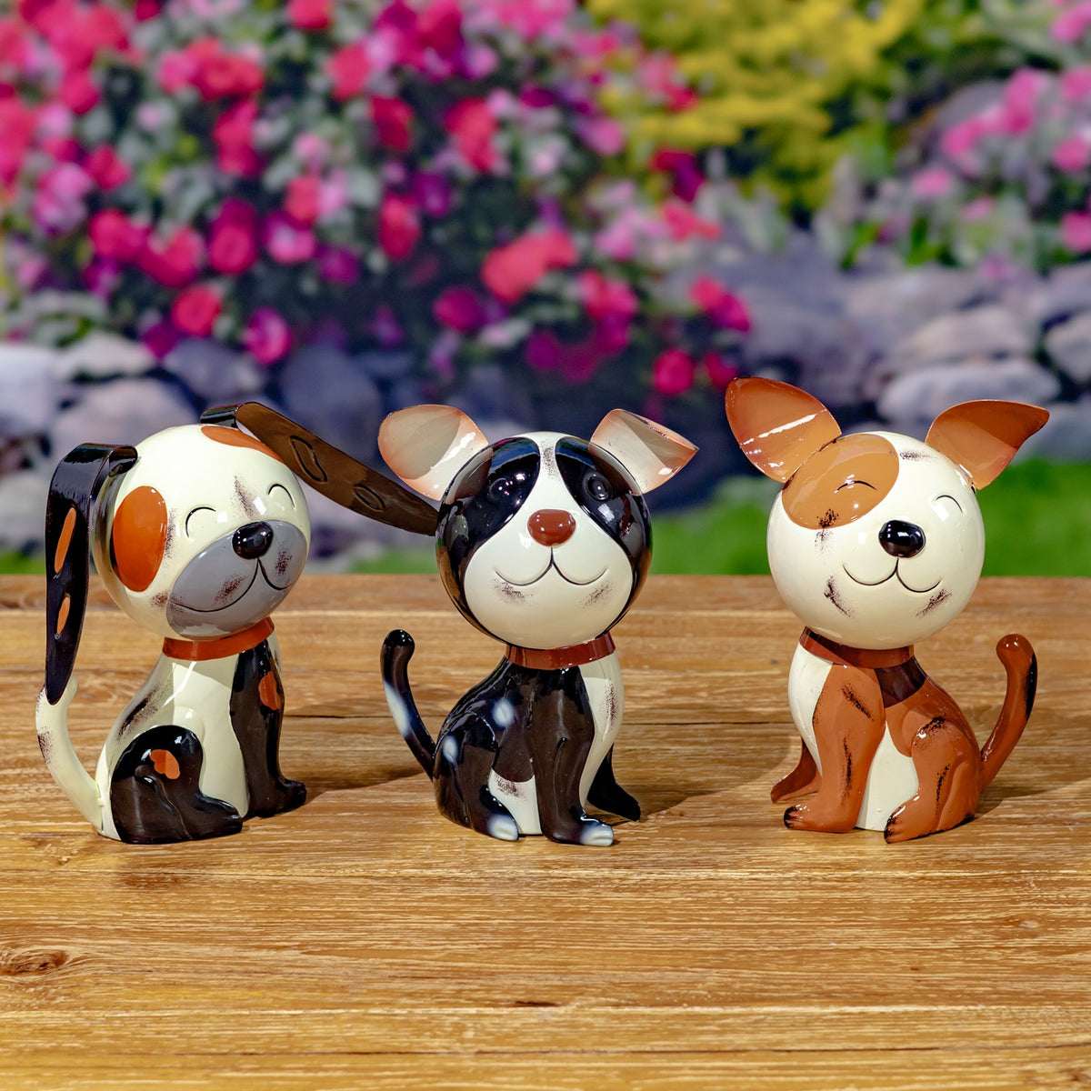 Set of 6 Assorted Metal Dog Figurines "The Puppy Pack"