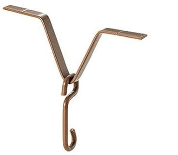 Metal roof-edge hanger with a central hook, shown against a white background.
