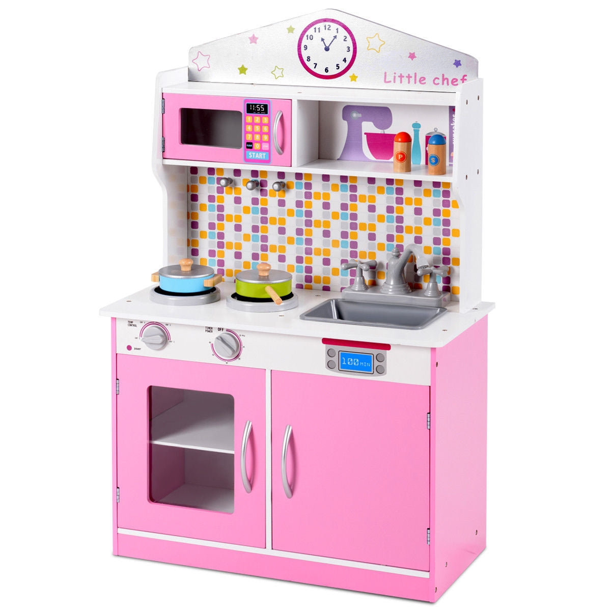 Kids Wooden Pretend Cooking Playset Cookware Play Set Kitchen Toys Toddler Gift