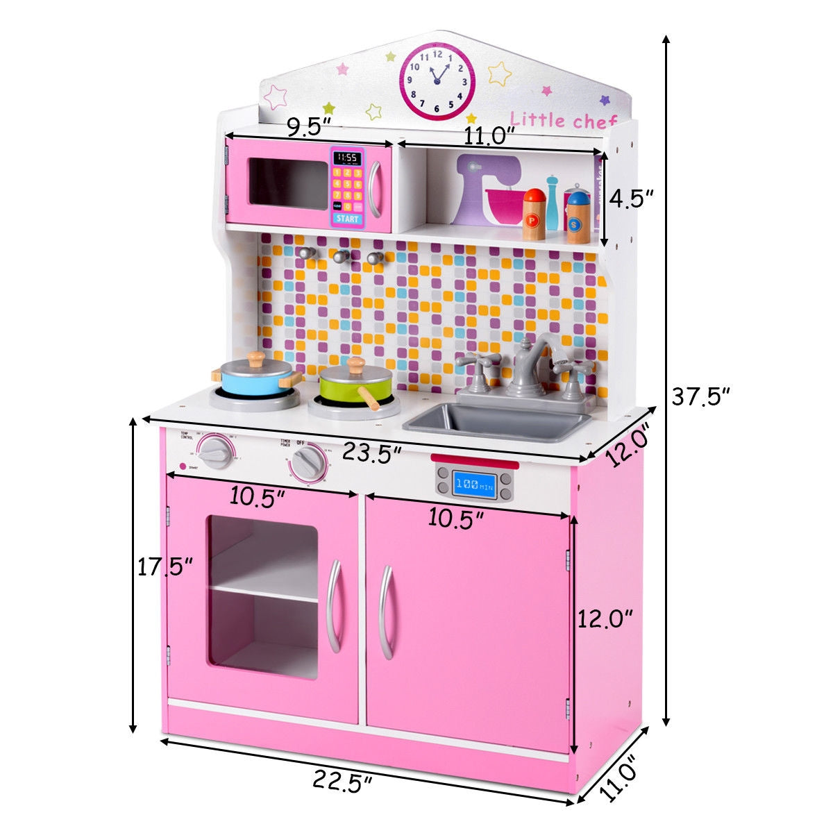 Kids Wooden Pretend Cooking Playset Cookware Play Set Kitchen Toys Toddler Gift