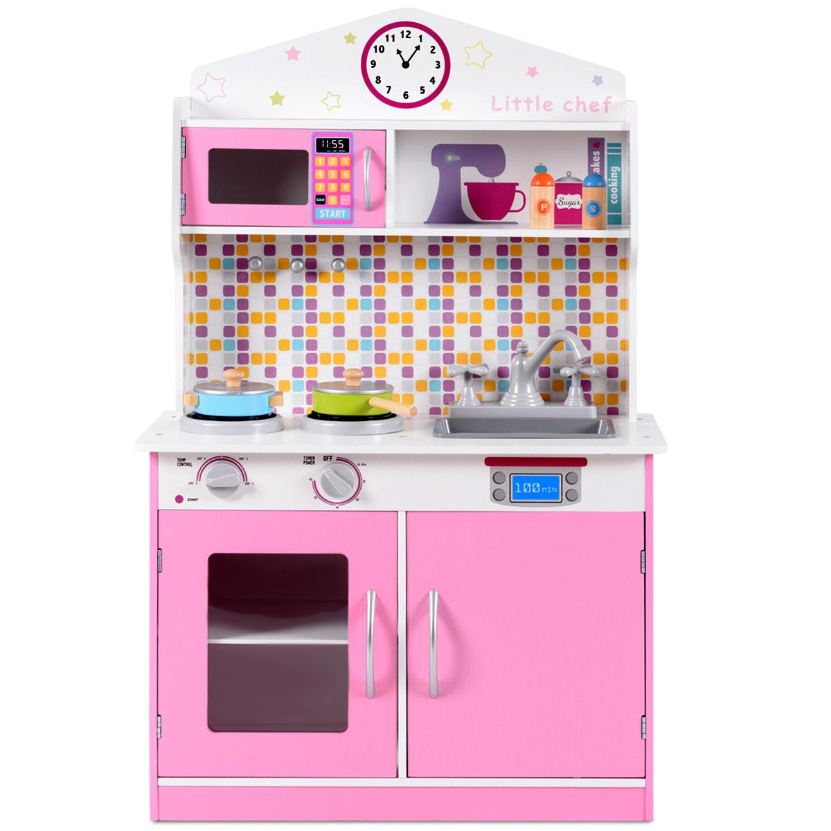 Kids Wooden Pretend Cooking Playset Cookware Play Set Kitchen Toys Toddler Gift