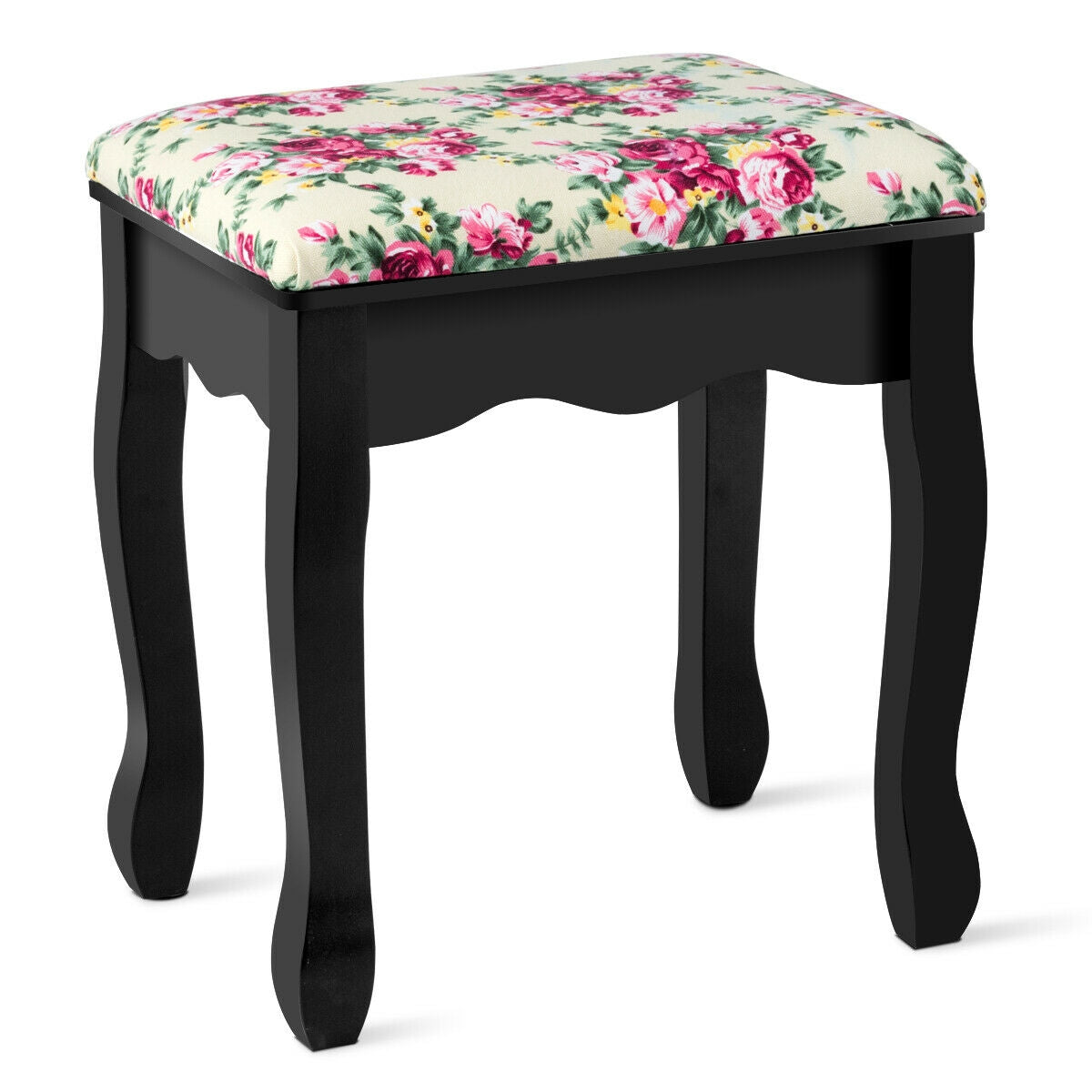 Makeup Vanity Table Set Girls Dressing Table with Drawers Oval Mirror, Black