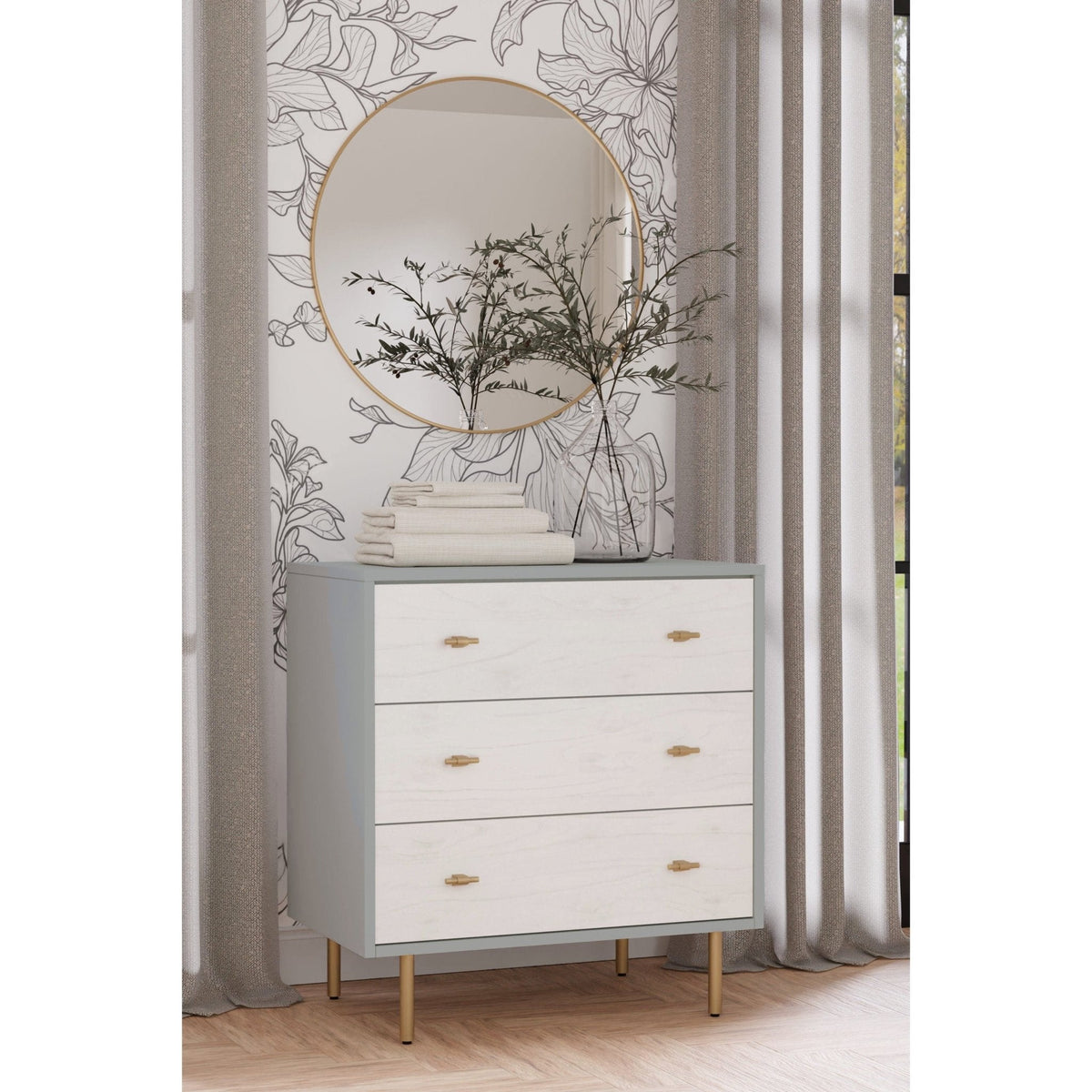 Saige Small Chest, Weathered White/Gray