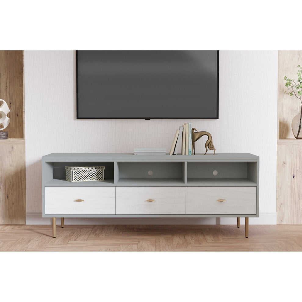 Saige TV Console, Weathered White/Gray