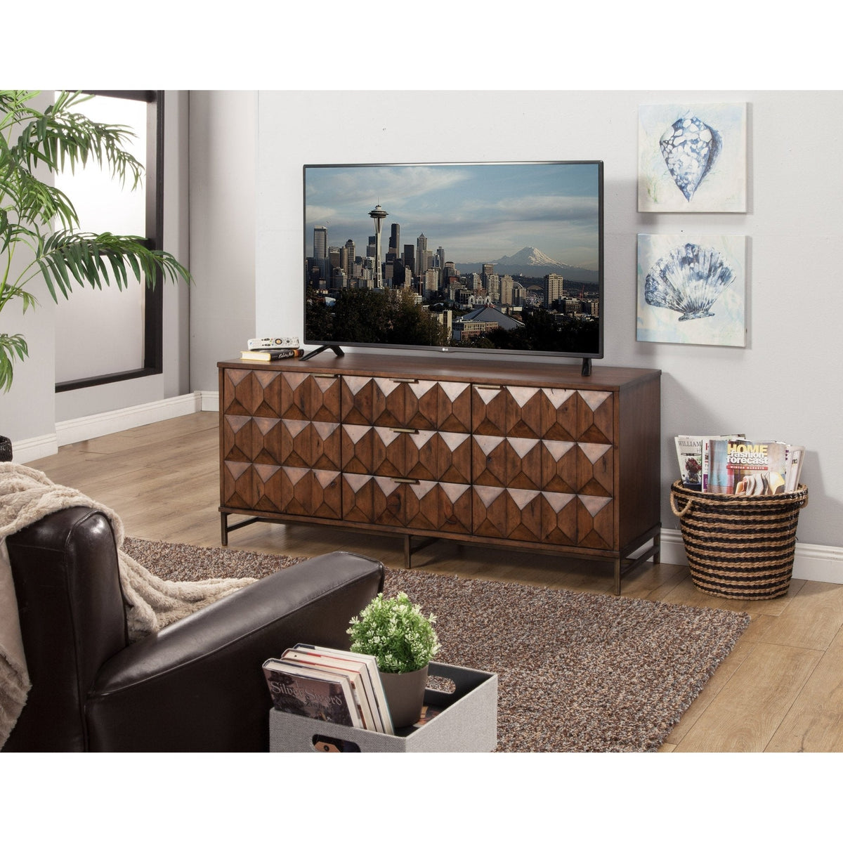 Trig TV Console for TVs Up to 70", Mahogany