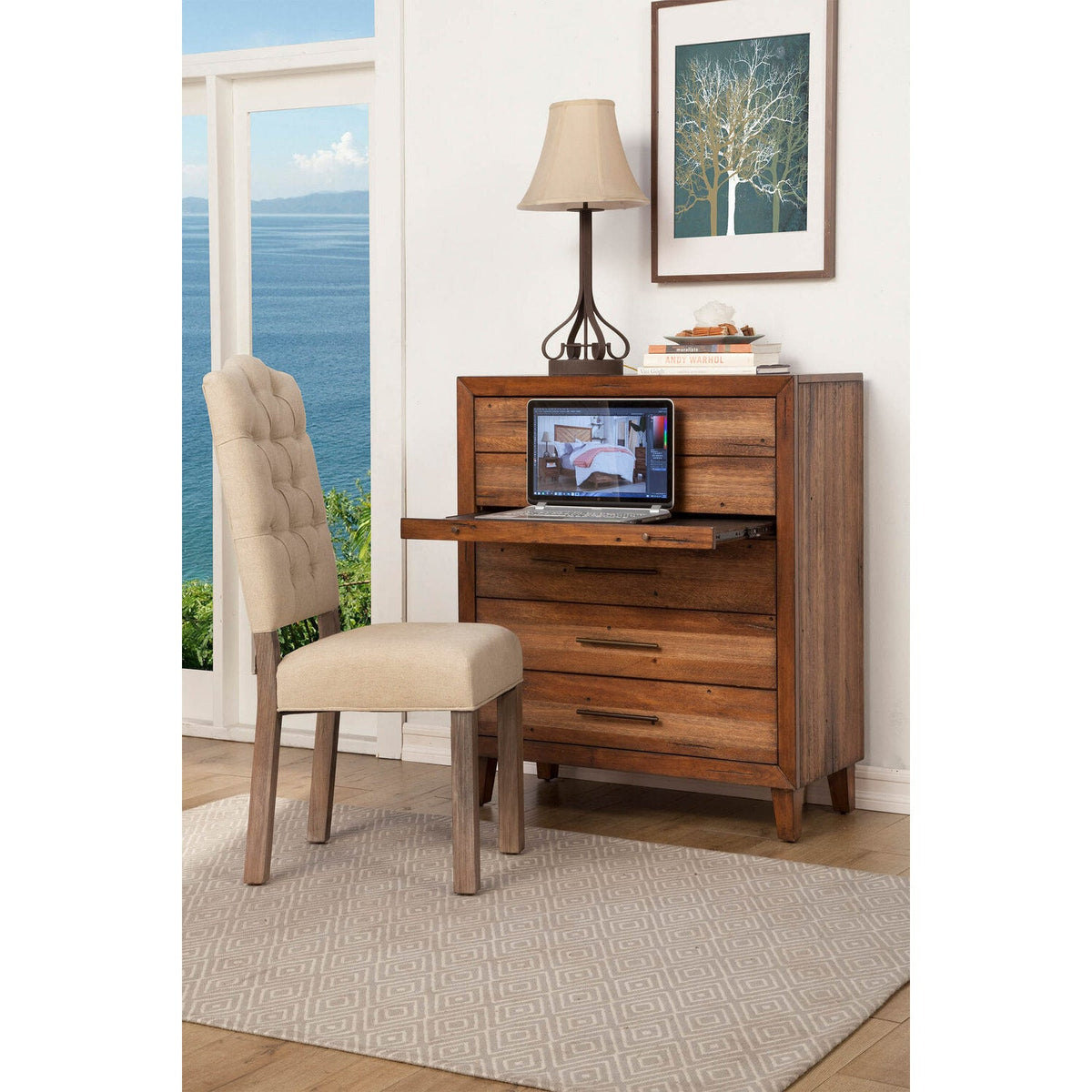 Trinidad 5 Drawer Multifunction Chest, Brown