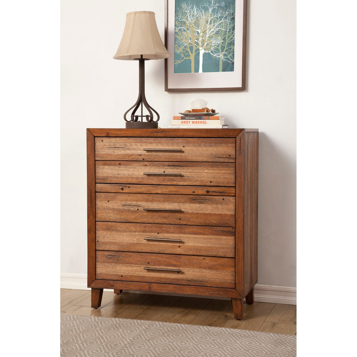 Trinidad 5 Drawer Multifunction Chest, Brown