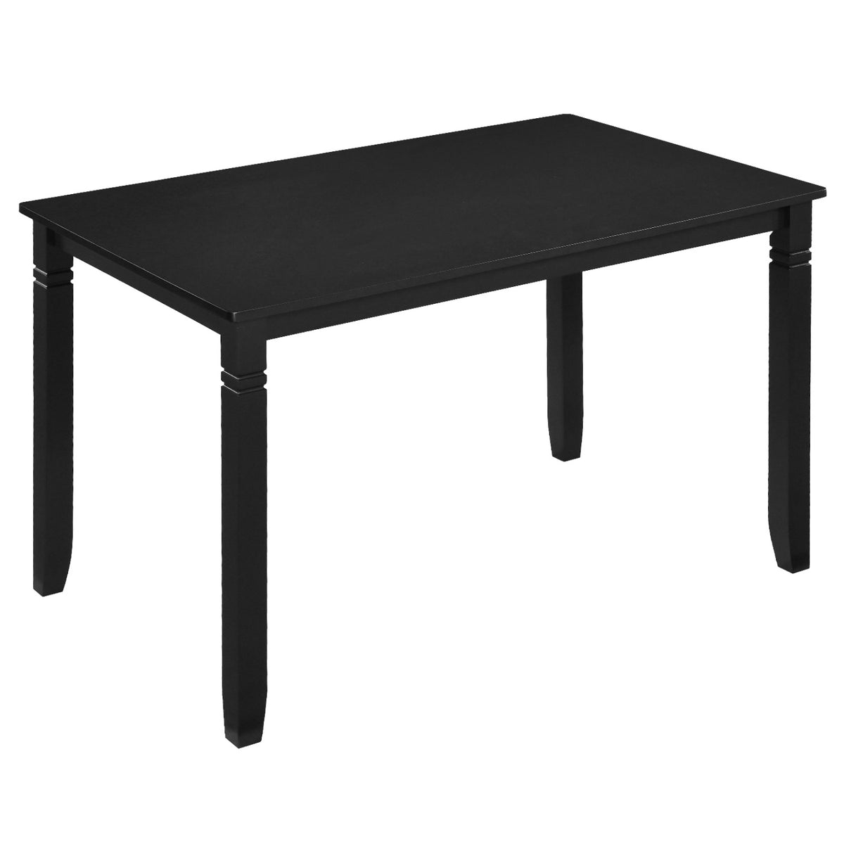 Unadorned black rectangular table shown against a plain white background.