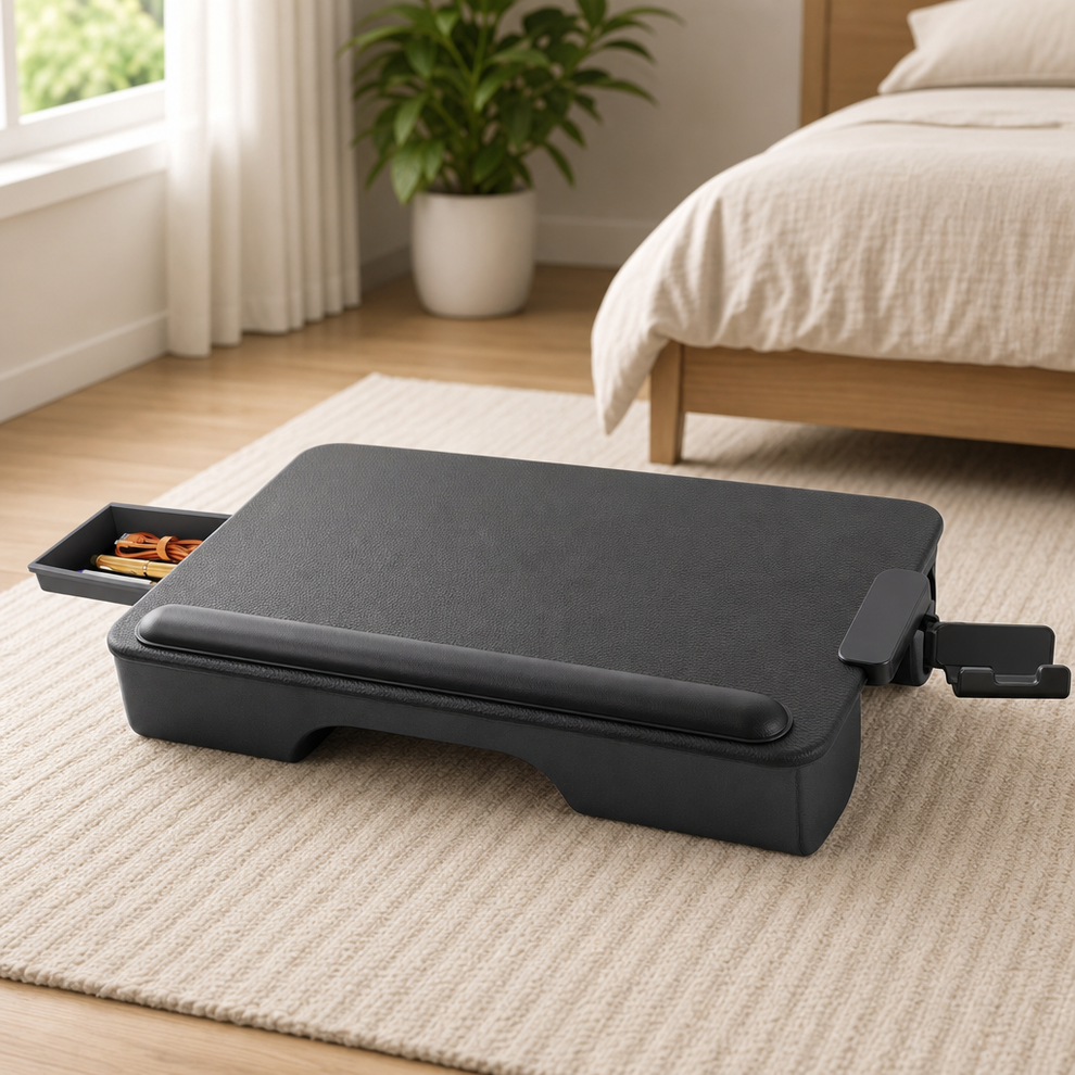 Portable Desk for Bed, Fits up to 17.3" — Visit Furniture centered in a warm neutral furnished room