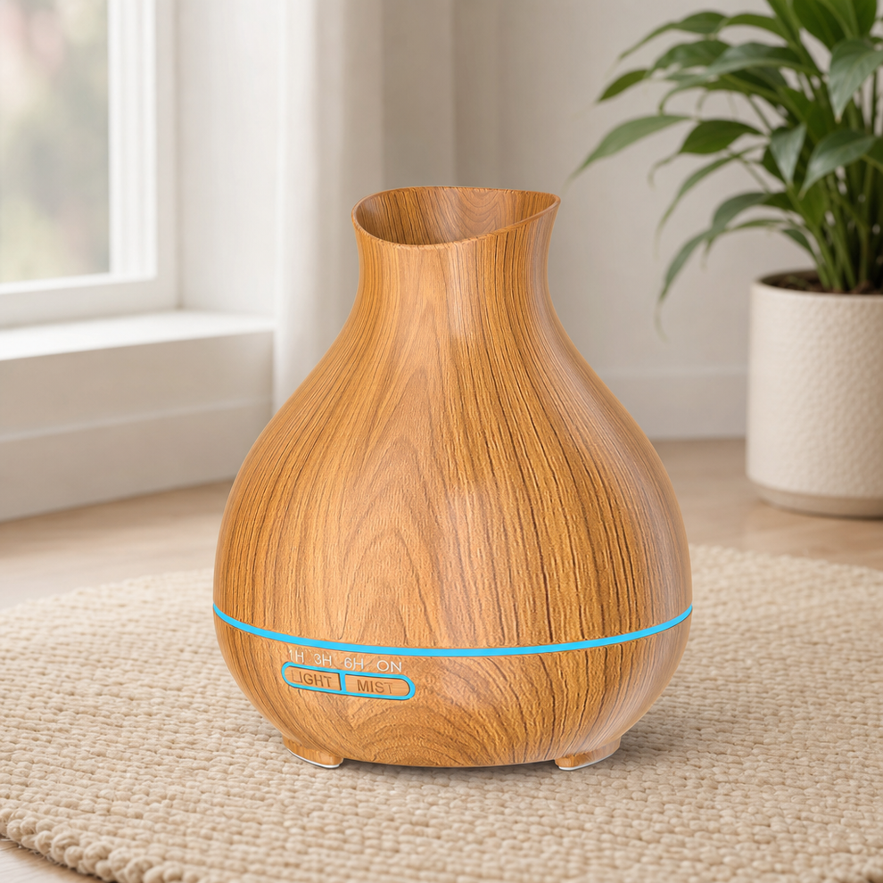 550 ml Aromatherapy Diffuser & Cool Mist Humidifier with Timer centered in a warm neutral furnished room