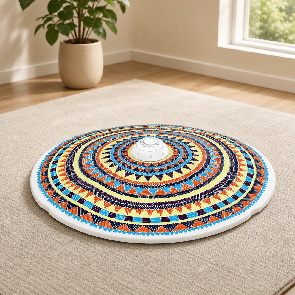 Rechargeable 3-in-1 Interactive Hide-and-Seek Cat Toy centered in a warm neutral furnished room