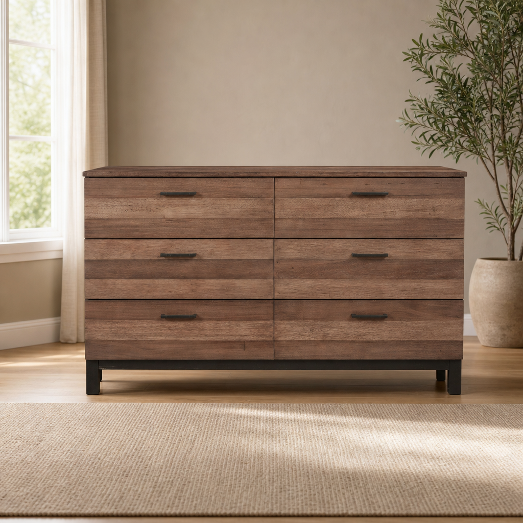 Weston Dresser, Pine centered in a warm neutral furnished room