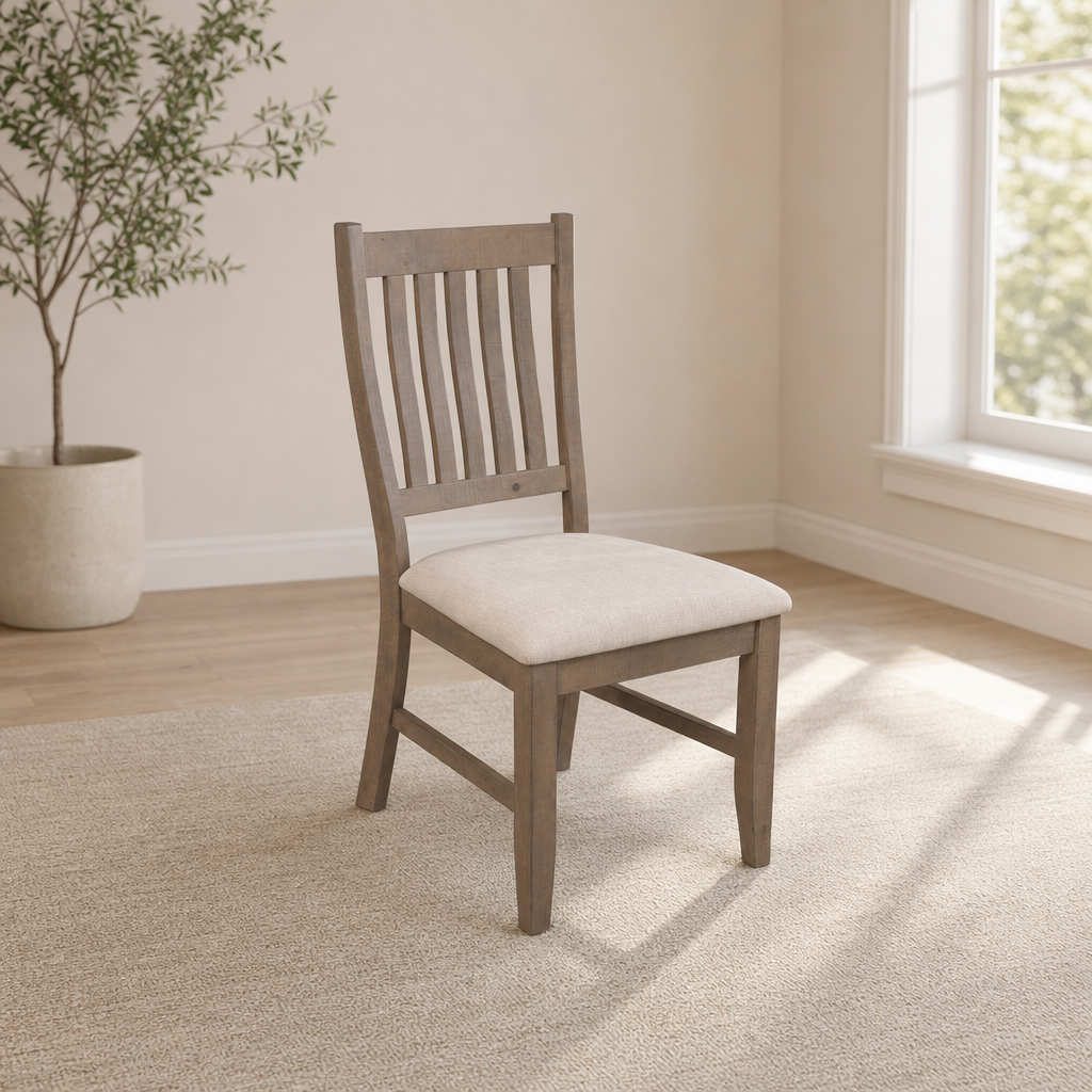 Arlo Set of 2 Dining Side Chairs, Natural centered in a warm neutral furnished room