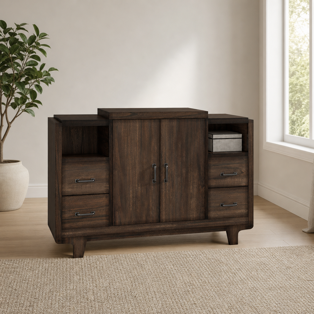 Olejo Server, Chocolate centered in a warm neutral furnished room