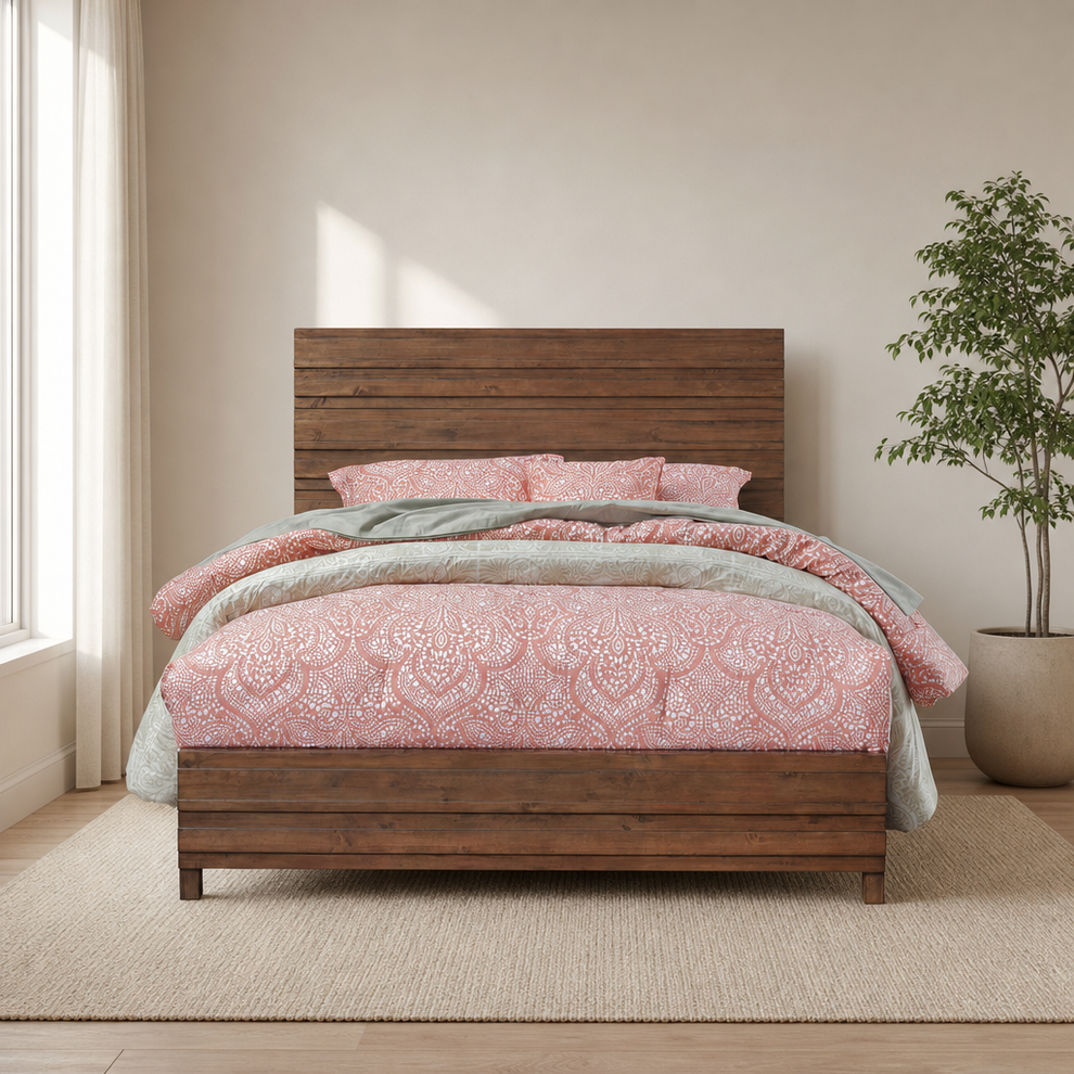 Alamosa Full Bed, Chestnut centered in a warm neutral furnished room