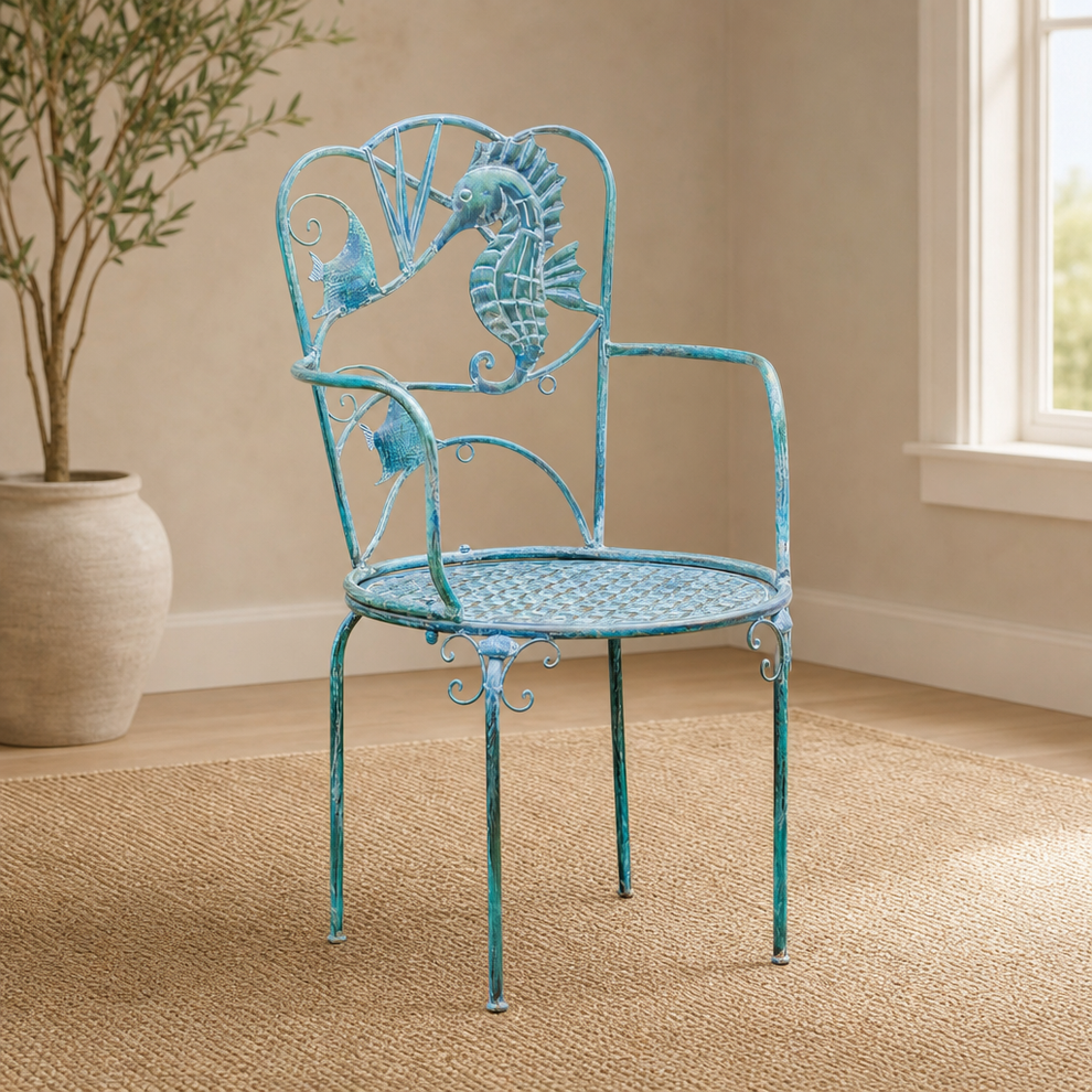 Coastal Sea Creature Armchair (Set of 2) centered in a warm neutral furnished room