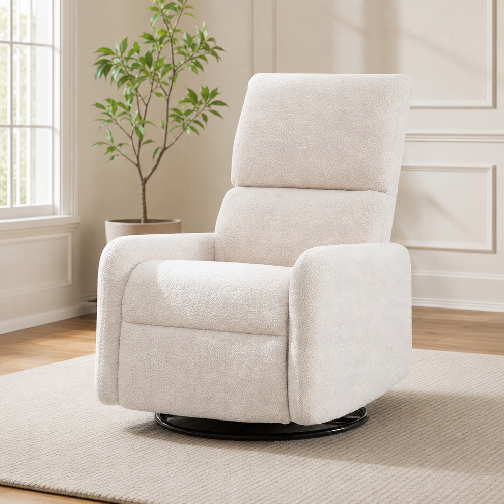 Korser 360° Rocking Chair, Nursery Rocker Chair with Side Pockets, Glider Nursing  centered in a warm neutral furnished room