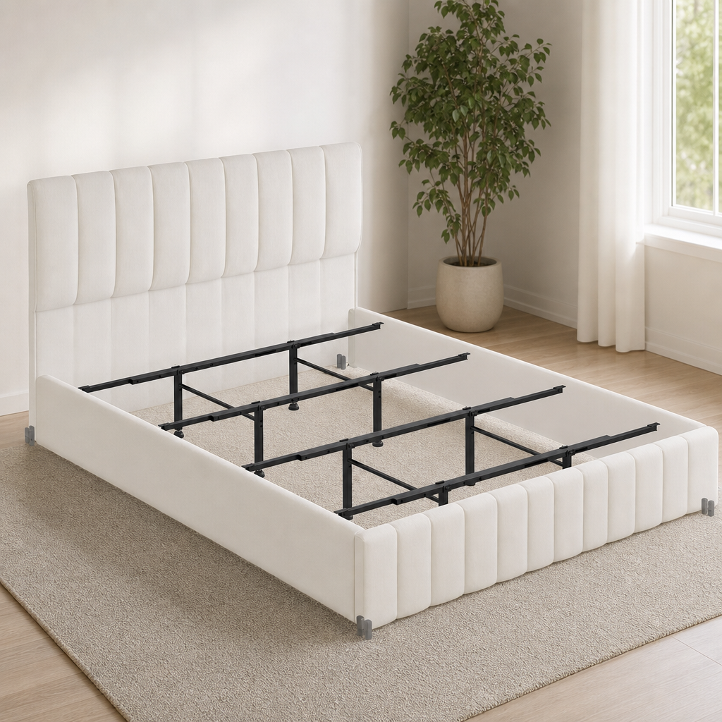 Center Support Crossbar Kit — Steel, 8 Adjustable Middle Legs, Universal Fit centered in a warm neutral furnished room
