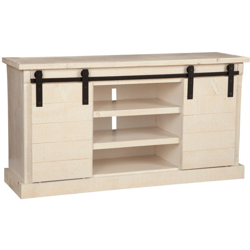 Vintage Barn Door TV Console, White Fir