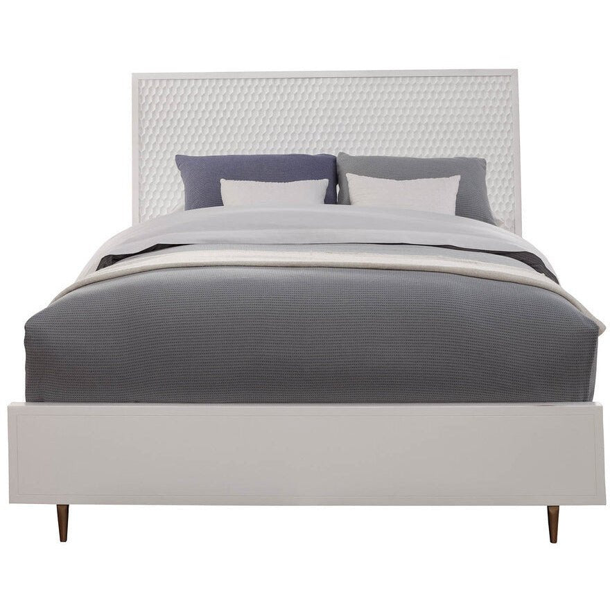White Pearl Queen Panel Bed