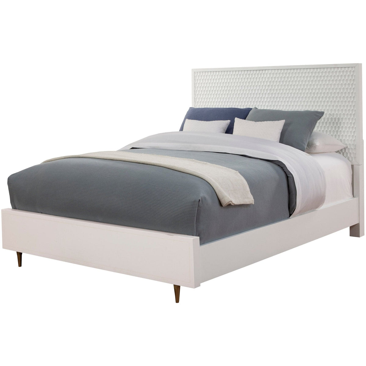 White Pearl Queen Panel Bed