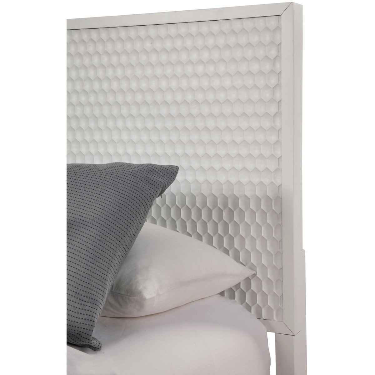 White Pearl Queen Panel Bed